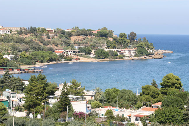 A view of the Tyrrhenian Sea and the bay of Santa Flavia from Angela's balcony